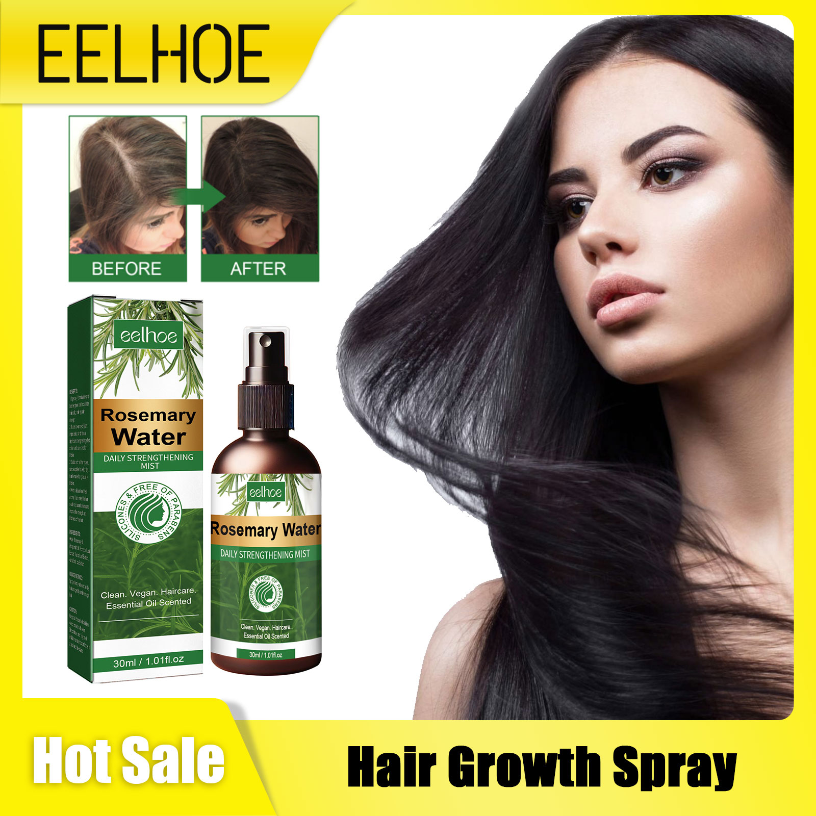 Hair Care Organic - Spray de romero para el cabello,